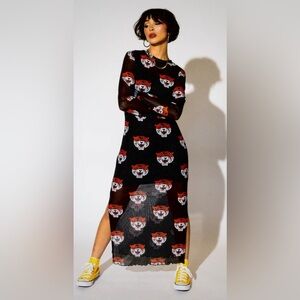 Dressed in Lala Mad About You Long Sleeve Mesh Dress in Tigress